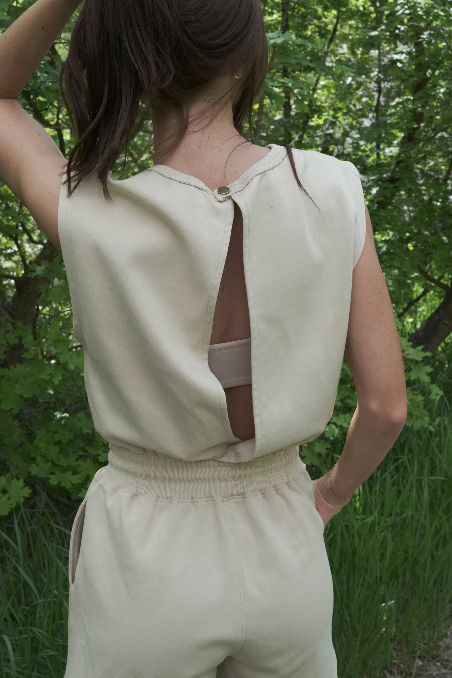 On The Go Romper in Tan