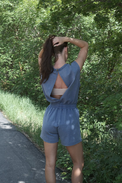 On The Go Romper in Blue