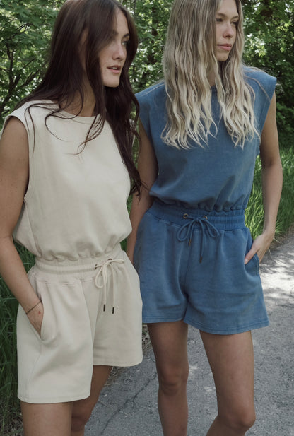 On The Go Romper in Tan