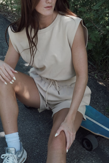 On The Go Romper in Tan